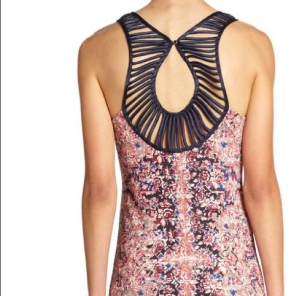 Free People Digital Damsel Open Back Bodycon Mini Dress Pink Blue Floral Size XS - Picture 6 of 16
